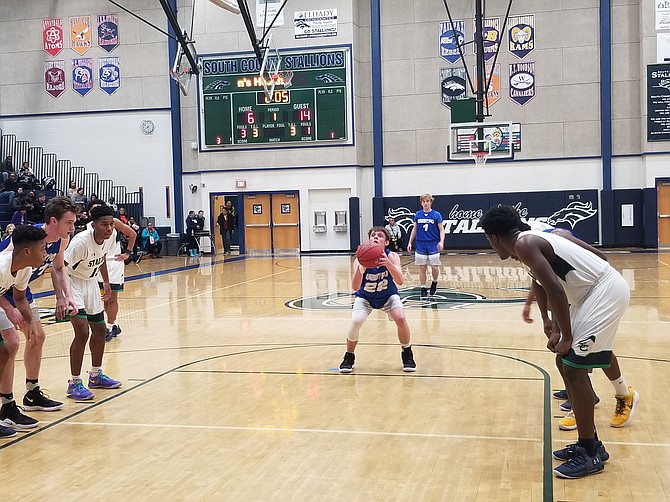 West Potomac’s Jack Fricka scored eight points against South County on Dec. 14.