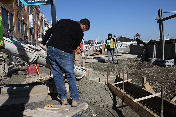 Pouring concrete at the end of King Street.