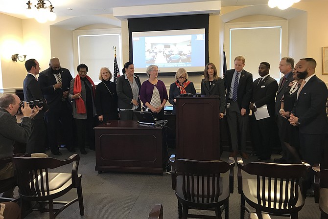 Democratic legislators meet to discuss school safety and gun violence.