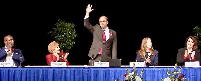 Justin Wilson, after taking the oath of office as Alexandria's new mayor.