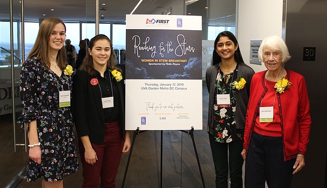 Catherine Kosiba of Maryland; Leslie Lytle, a senior at T.C. Williams High School in Alexandria; Jessica  Aujla, a senior at Centreville High School; and Doris Blanchard, with a more than 30-year career at NASA Langley.