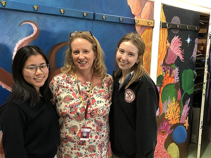 From left: Catherine Hiyama, art teacher Vicky Eichler, and Annie Mildrew.