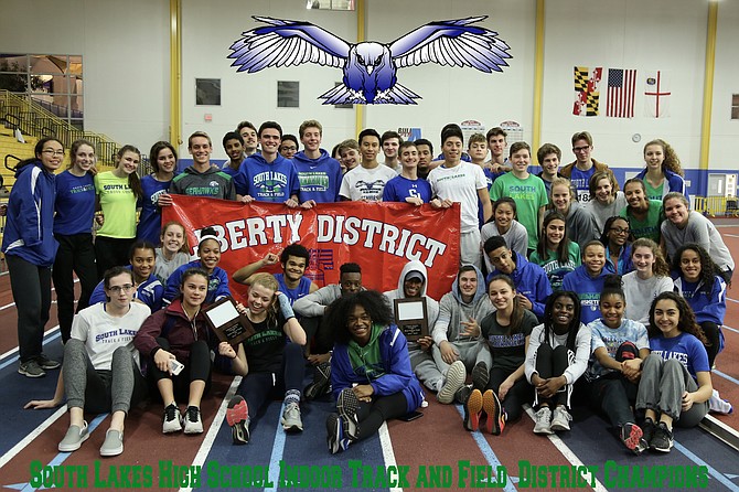 District champions: South Lakes High School athletes win their 11th consecutive Liberty District Indoor Track and Field Championship.