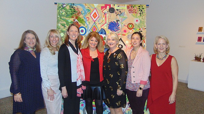 New Dominion Women’s Club (NDWC) Board and Committee members (from left): Kitty Gonzalez, Monica Gibson, Jessica Faust, Kimberly Briggs, Jennifer Salopek, Kim Marinus, and Lori Carbonneau at the Arts Night Out event last Thursday in McLean.