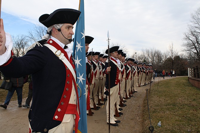 Standing at attention in Mount Vernon for George Washington's Birthday.