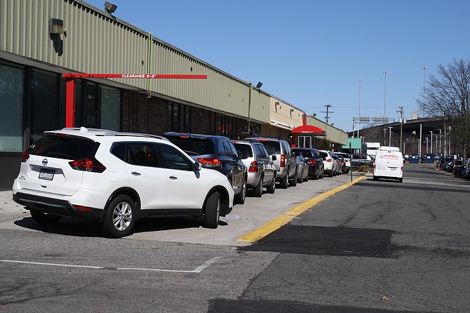 The line for Chick fil A causes traffic issues during meal times.