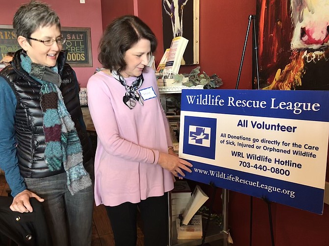 Teresa Browder of Manassas and Toni Genberg of Falls Church volunteer for the Wildlife Rescue League. “It works for me,” said Bowder. “I get supplies, transporters who bring the animals to my home, and other rehabilitators offer assistance for vacation days."