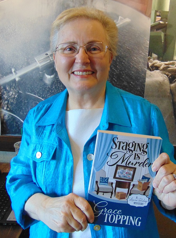 Author Grace Topping of Fairfax Station with her book, “Staging is Murder.”