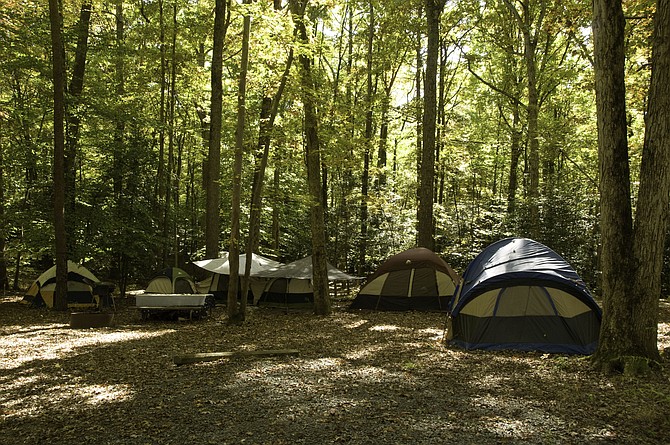 Tents are the most common way the campers at Burke Lake use to experience the ‘roughing it’ lifestyle.