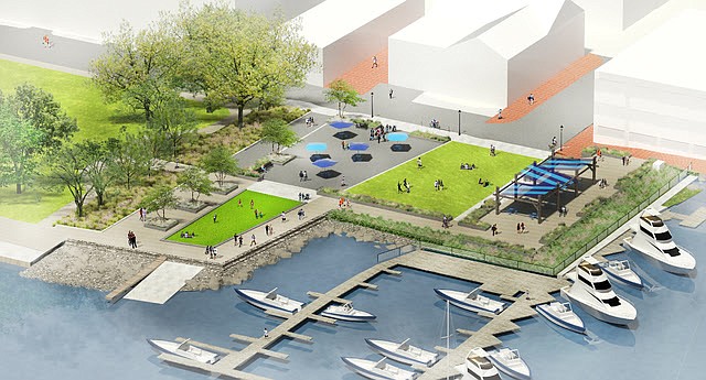 The new Waterfront Park combines the original King Street Park and Waterfront Park sites with the sites of the former Old Dominion Boat Club building and parking lot.