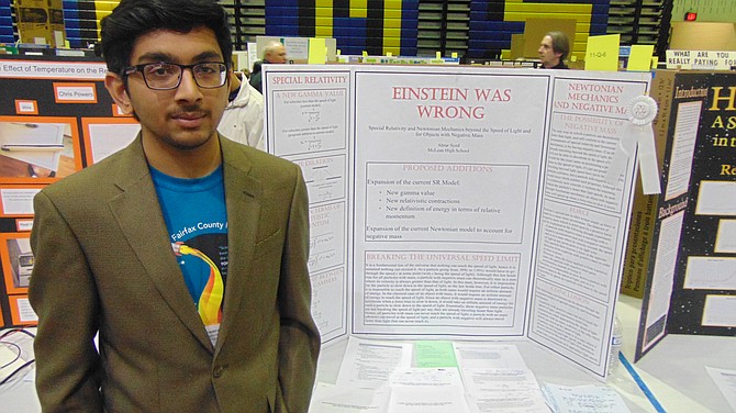 McLean High School student Abrar Syed of McLean won first place in Physics and Astronomy and was a finalist for the grand prize. His project was “Einstein Was Wrong.”