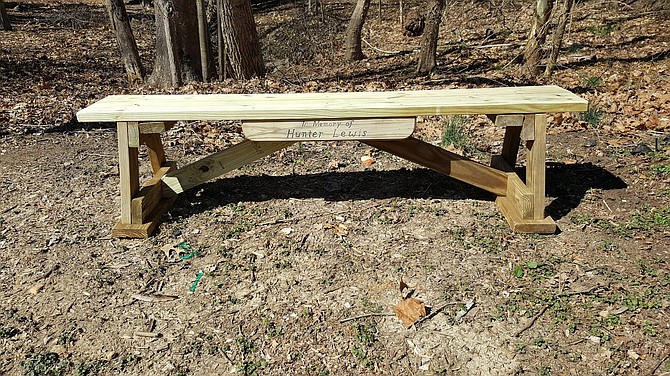 The bench honoring a fallen scout was part of the project.