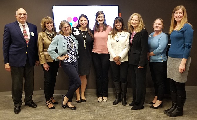 Dementia Friendly America – Herndon Chapter Action Team (from left): Paul Nasto, Matrona Busch, Toni Reinhart, Nicole McMonigle Knight, Laura Smothers-Chu, Tracy McClaren, Cheryl Rodakowski, Christi Clark and Robin McGlothin.