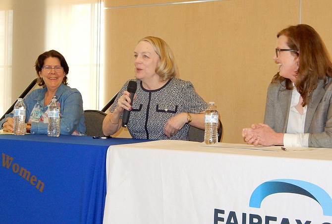 Fairfax City business owners (from left) Deborah Dillard, Dawn McGruder and Laura Berry advise others during the panel discussion.