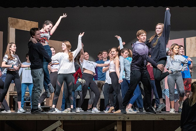 Making of ‘Mamma Mia’: Langley High students in rehearsal.