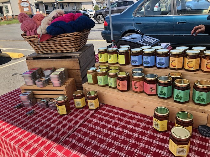 Products for sale at the Liberty Hill Farm tent.