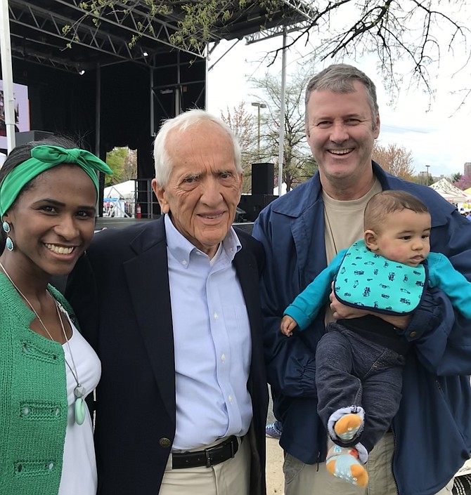 The Fielding family of Herndon: Eric, his wife Maria and 4-month old son Thomas, pictured with Dr. T. Colin Campbell, co-author of “The China Study.”