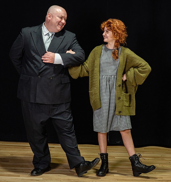 Doug Marcks as Oliver Warbucks and Kylee Hope Geraci as Annie in Reston Community Players production of ‘Annie.’