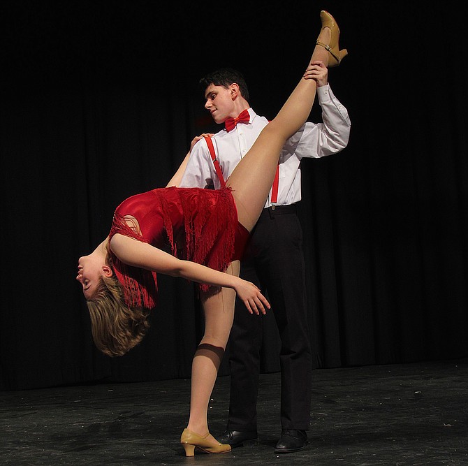 Hannah Black (Millie) and Eric Tysarczyk (Jimmy) perform a dance number from Woodson’s upcoming musical, “Thoroughly Modern Millie.”