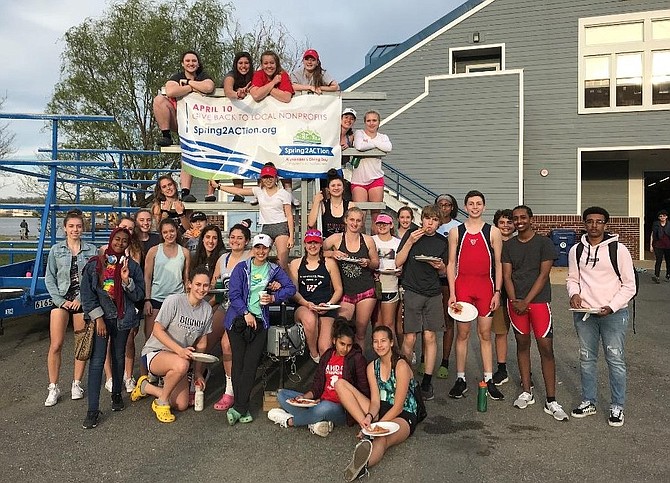 The Alexandria crew team gathers during the April 10 Spring2ACTion online giving day. The Crew Boosters raised $14,585 to support the team.