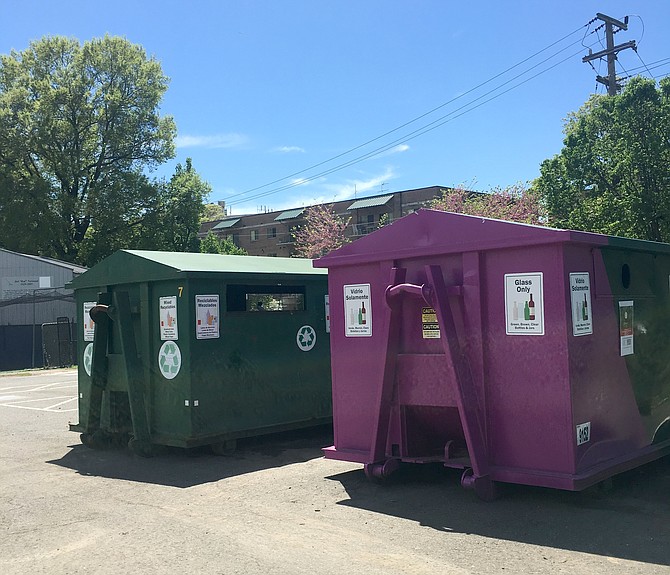 The Quincy Park glass recycling container where glass bottles can be recycled.