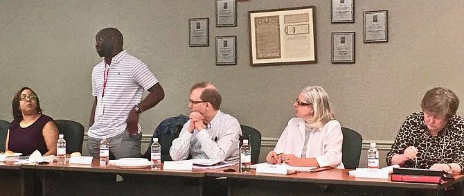 Kevin Harris, president of the ARHA Resident Association and recently appointed ARHA commissioner, addresses the ARHA board on Monday, April 22.