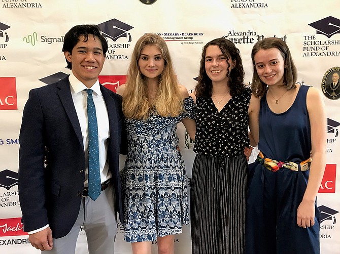 T.C. Williams High School scholarship recipients Lutfi LaSida, Ailysh Motsinger, Tessa Naughton-Rockwell and Ella Foster.