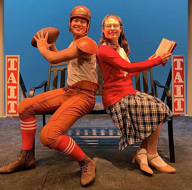 Eli Nygaard and Madeleine Tyler portrayed college students in Fairfax High’s musical, “Good News.”