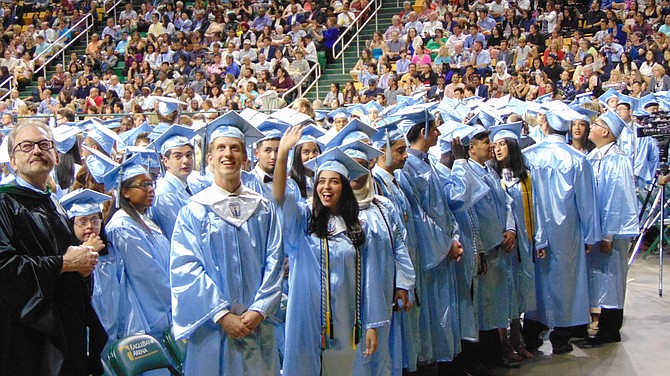 Centreville High seniors at the Eagle Bank Arena during Centreville High School’s graduation on Friday, June 7, 2019.