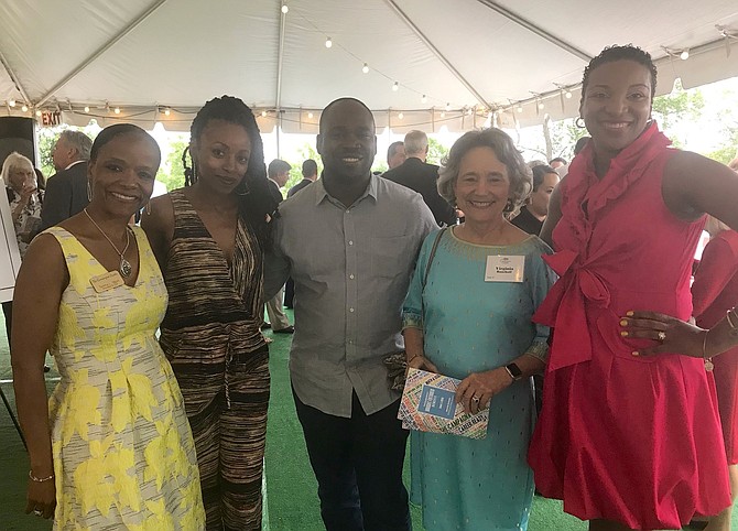 Campagna Center President and CEO Tammy Mann, left, stands with Campagna Kids parents Tonya Khakazi and Esteve Mede along with Virginia Bancroft and Jessica Hebron at the Center’s Bright Futures Benefit, held June 7 at United Way Worldwide.