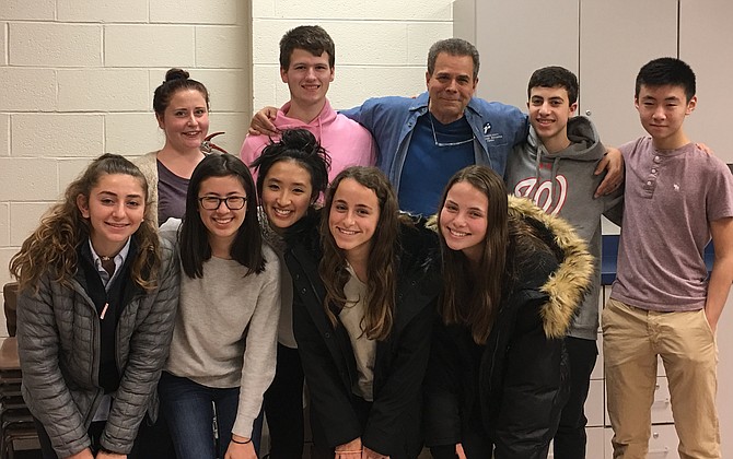 Top row: Beth Coffman, Assistant Director of Potomac Community Center; Luke Sumberg; Peter Selikowitz, Director of Potomac Community Center; Adam Horowitz; Andrew Chan. Bottom row: Sydney Rodman; Macafie Bobo; Abbey Zheng, Julia Greenberg, Jordyn Reicin.