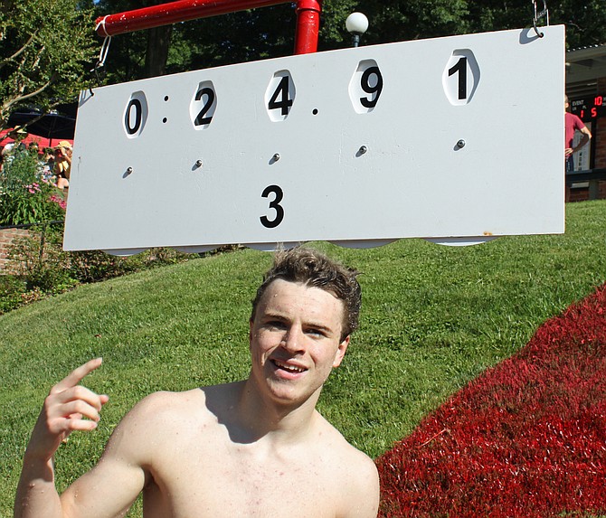 Sean Conley (Donaldson Run team record in boys' 15-18 50 free and tied his own previous record in boys' 15-18 back).