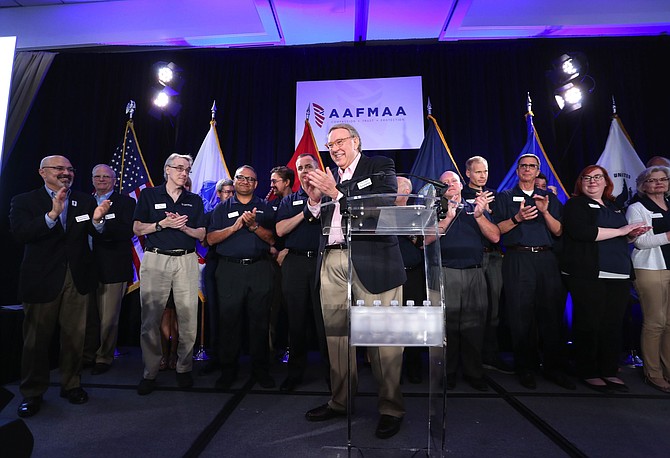 At the conclusion of the program, President and Treasurer Major (Retired) Walt Lincoln was joined onstage by members of the AAFMAA team who work to provide members with life insurance, mortgage services, survivor assistance and wealth management each day.