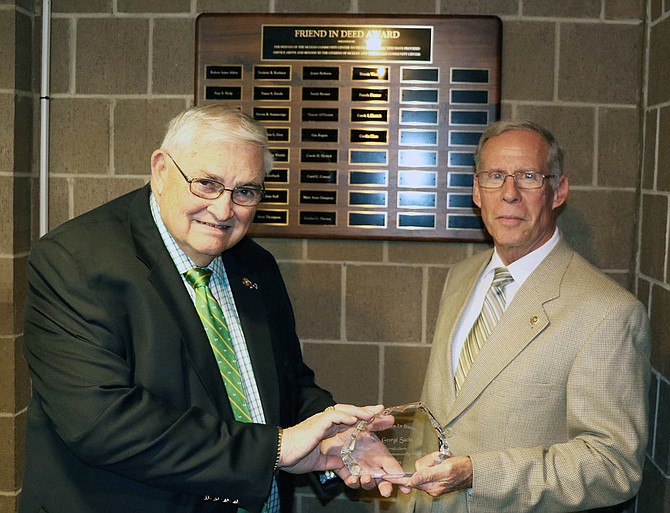 Friends of MCC President Glenn Yarborough with 2019 Friend in Deed awardee, MCC Executive Director George Sachs.