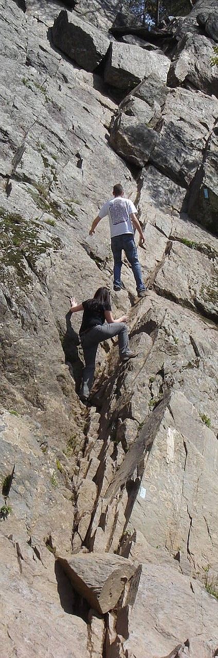 Climbing the traverse, 50 feet of sheer rock, is part of the Billy Goat Trail section A, shown here in a file photo. This is near where Rachel Parkerson, 32, was found unconscious. Parkerson died of hyperthermia.