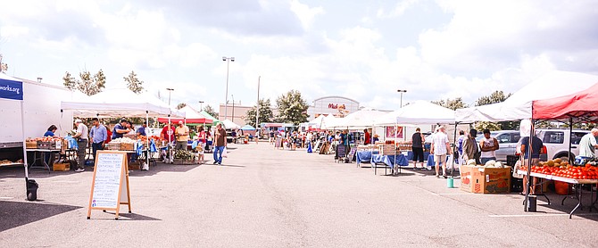 In the lots just outside the Springfield Town Center, the local farmers market has a variety of vendors selling products from fresh locally sourced produce to handmade soaps.