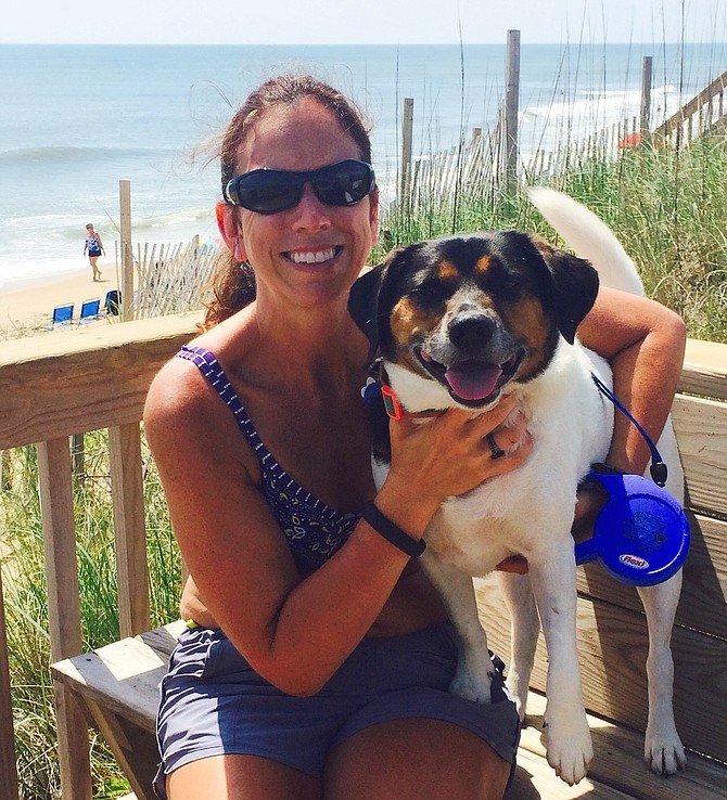 Colleen Shogan and her dog Conan, who is better known as “Clarence” in the Washington Whodunit series.