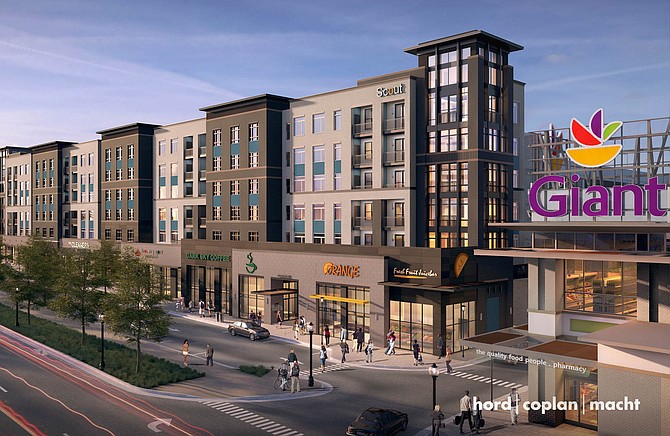 Artist’s rendition of the residential and retail planned for Scout on the Circle.