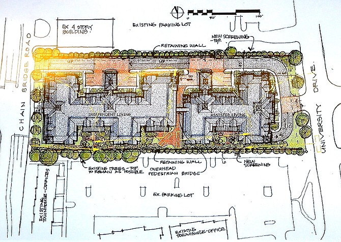 The conceptual plan for Sunrise Senior Living’s proposed new facility in the City.