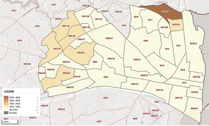 A look at Census tracts shows that one neighborhood has a significant share of the city’s Hispanic population: Arlandria, which is sometimes known as Chirilagua in honor of the city in El Salvador that was home to many refugees before arriving in Alexandria.