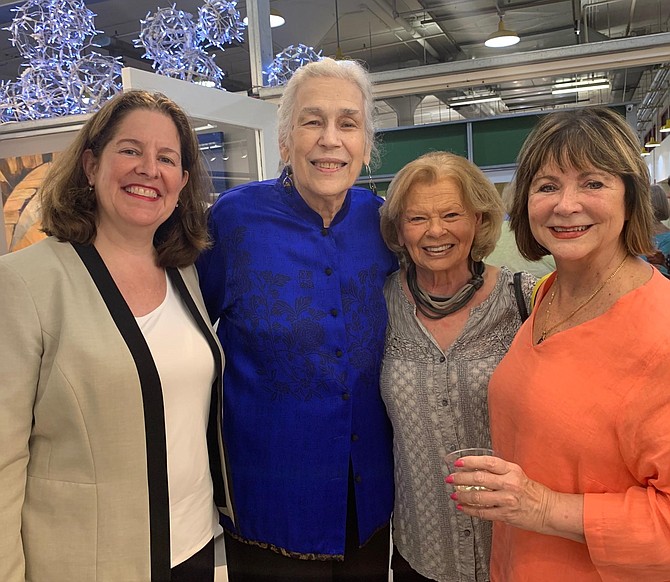 Torpedo Factory Art Center founder Marian Van Landingham, second from left, with Allison Silberberg, Harlene Clayton and Jayne Clancy at the Sept. 12 reception in Van Landingham’s honor.