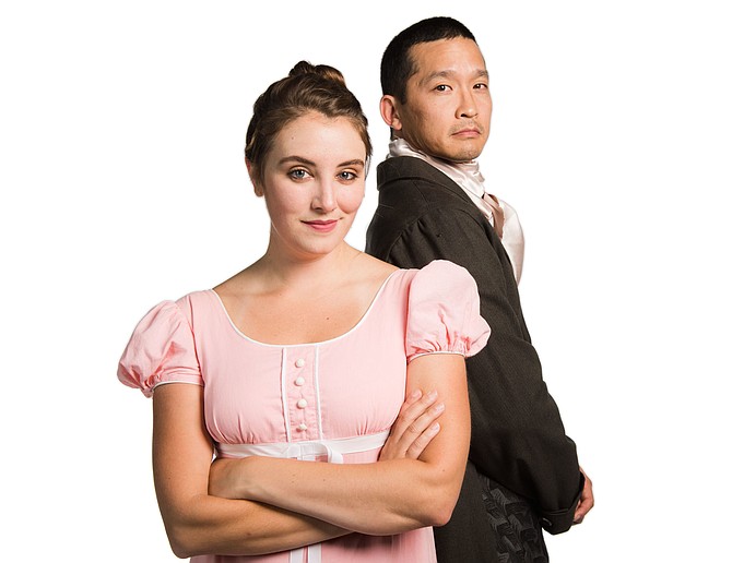 Katelyn Manfre and Jacob Yeh in NextStop Theatre’s ‘Pride and Prejudice.’