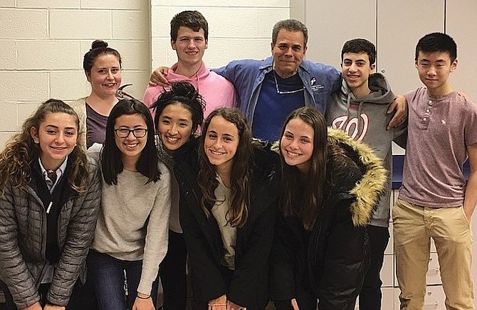 Friends Advisory Board of the Potomac Community Center added an adjunct student advisory group. Top row: Beth Coffman, Assistant Director of Potomac Community Center; Luke Sumberg; Peter Selikowitz, Director of Potomac Community Center; Adam Horowitz; Andrew Chan. Bottom row: Sydney Rodman; Macafie Bobo; Abbey Zheng, Julia Greenberg, Jordyn Reicin.