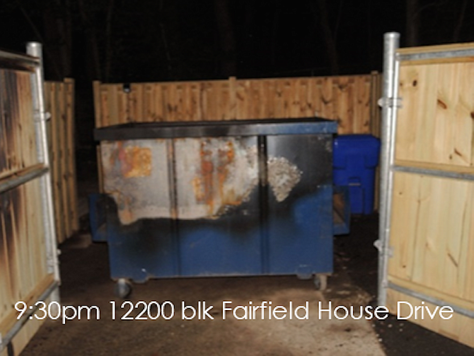 Fire investigators seek information on two dumpster fires in the 12200 block of Fairfield House Drive in the Fair Oaks area.