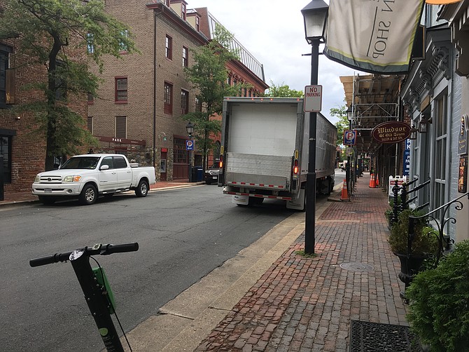 Noise and trucks dominate Union Street.