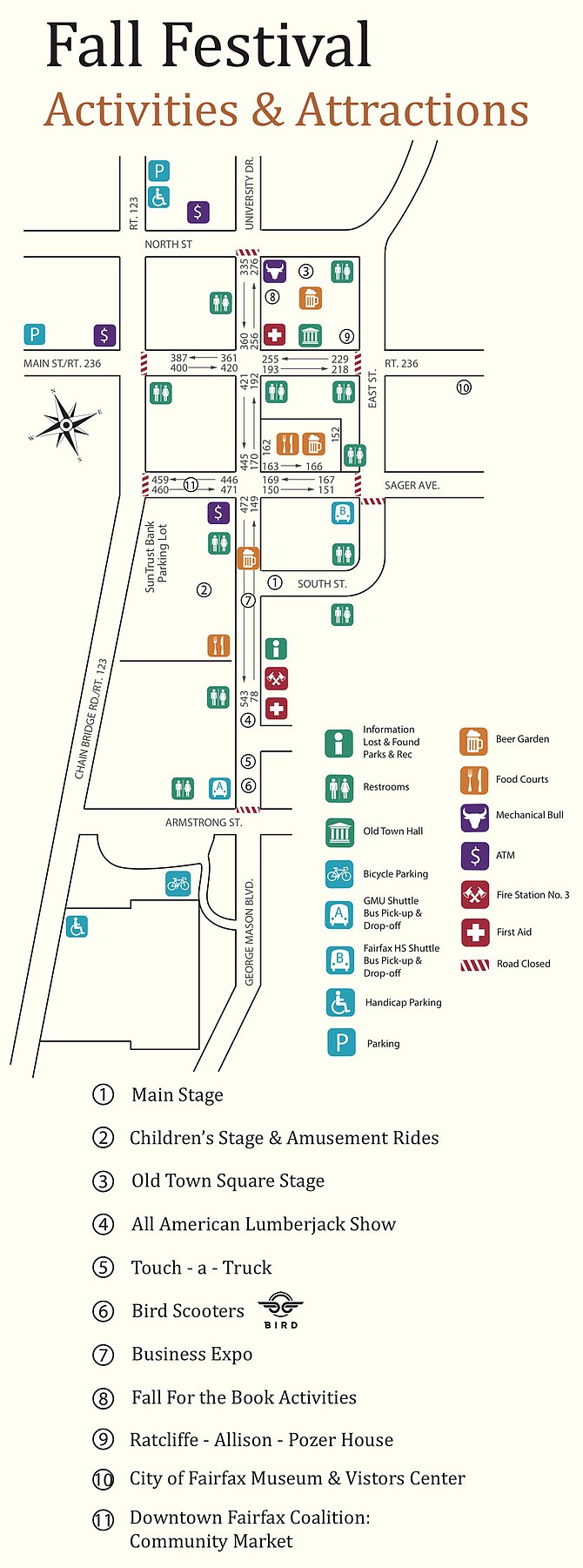 Event map of the 2019 Fairfax Fall Festival.