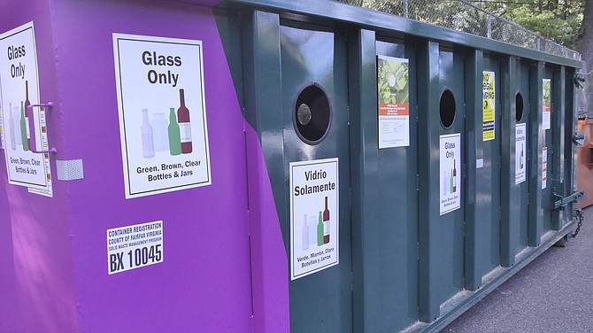 Recycling bin at Cherrydale Branch Library.