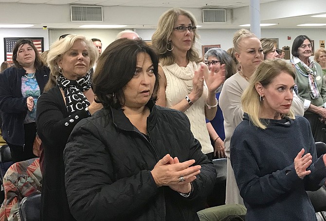 The crowd shows their support for guest speaker Susan Young, Technical Advisor for Just Ask Prevention, a Virginia organization fighting human trafficking.