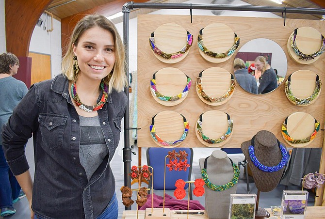 Ezgi Kaya, pictured with her handmade beaded necklaces made in Istanbul, Turkey.