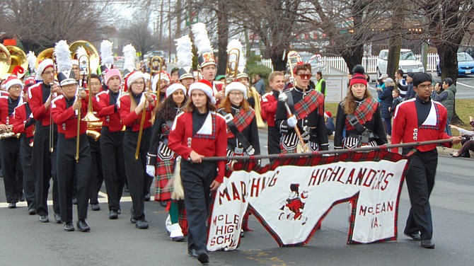 The McLean High School Highlanders Marching Band marches in the 2018 parade; the 2019 WinterFest Parade will be Dec. 1.